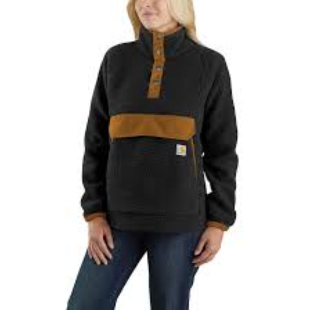 Carhartt Women's Relaxed Fleece Pullover - Size Medium - Black & Tan
